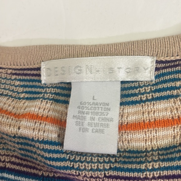 Women’s largeMulticolor Striped Cardigan Sweater lightweight knit Design History - Picture 2 of 7